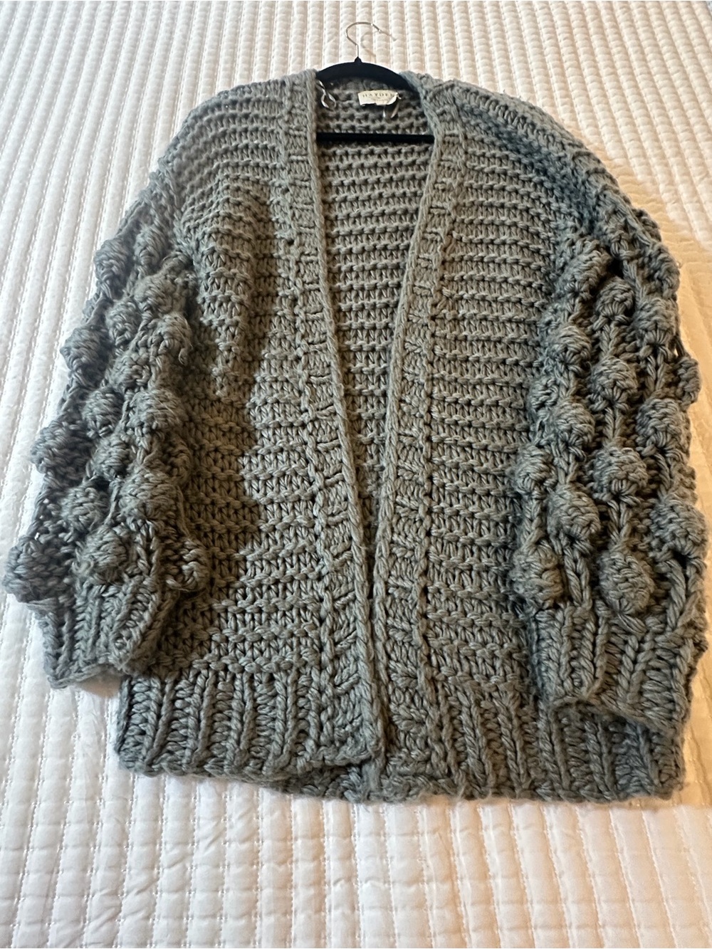 Hayden Los Angeles Women’s M/L Chunky Knit Open Front Cardigan Gray - Picture 2 of 10